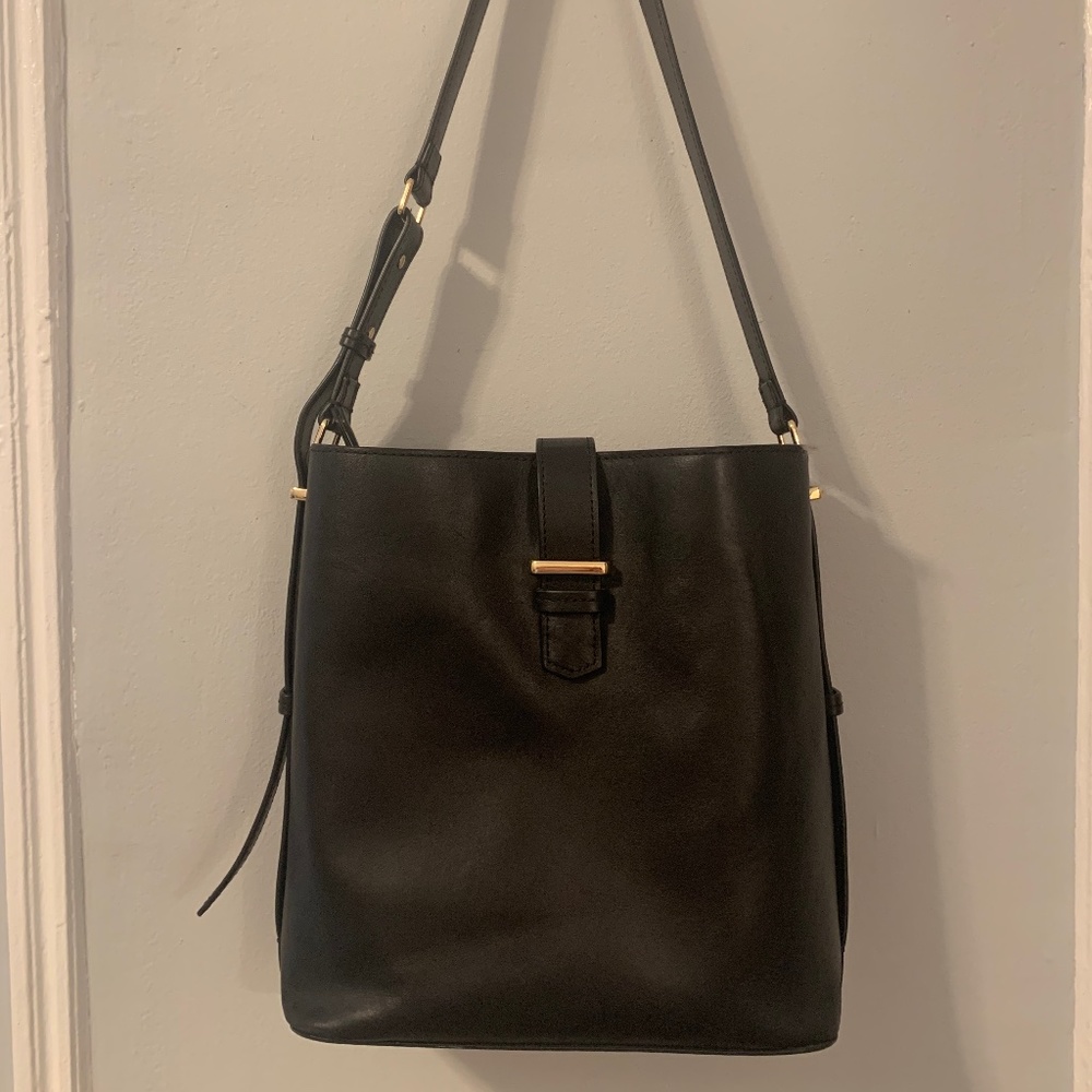 & Other Stories Black Leather Bucket Bag/Purse